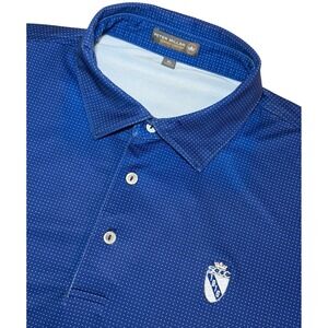 Peter Millar Summer Comfort Golf Polo Shirt Mens XL Blue Polka Dot SCCC 1916